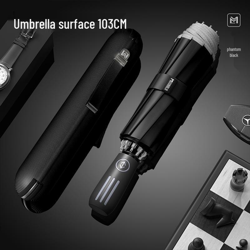 Мужской усиленный ветро- и штормоустойчивый автоматический складной зонт размера XL