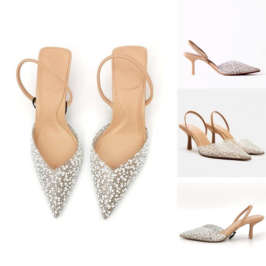 Sandalias de Tacón con Adornos de Perlas para el Verano