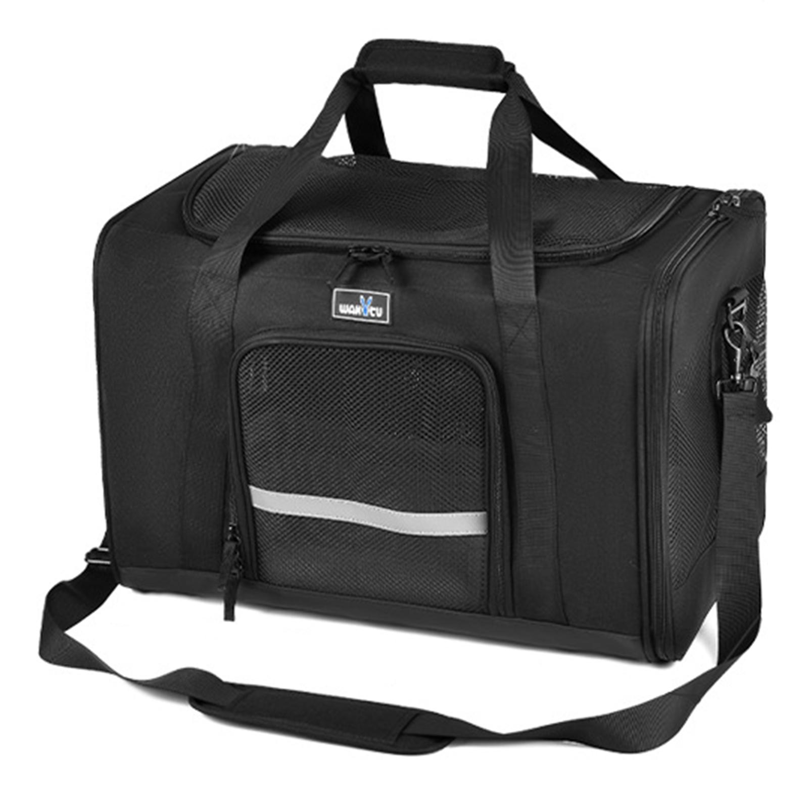 Borsa portatile traspirante approvata dalla compagnia aerea per trasportini per animali domestici per cani di piccola taglia e gatti L nero