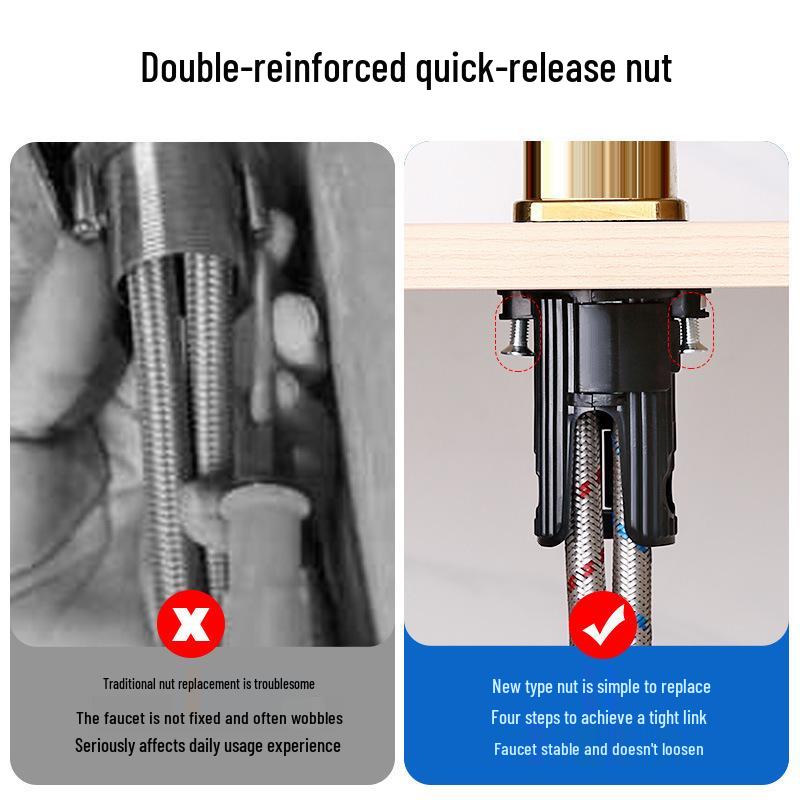 Nakrętka do szybkiego montażu, zapobiegająca poluzowaniu, do baterii kuchennej do ciepłej/zimnej wody i zlewu do mycia warzyw