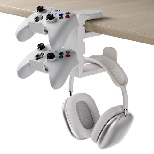 Kawano Shingei New Color: Controller/Headphone Stand, Holds 3 Devices Simultaneously, Space-Saving Headphone Hanger, 360-Degree Rotation, Cable Manage