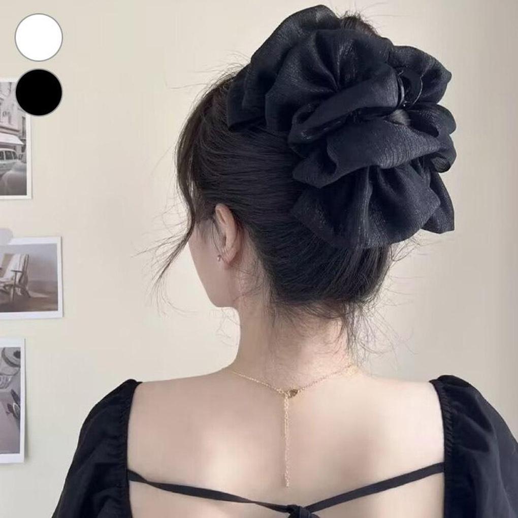 

Женская заколка для волос большого размера, плиссированная заколка для волос из шифона, заколка для волос black
