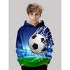 Boys' 3D Soccer Ball Harajuku Print Hoodie Casual Polyester Long Sleeve, Slight Stretch, Hooded Outdoors Sweatshirt for Running