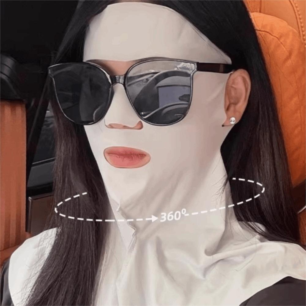 Solid Color Sunscreen Mask Sun Protection Neck Wrap Simple Ice Silk Face Veil  Sports