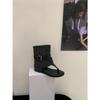 Retro Hong Kong style summer fashion cool boots casual belt buckle toe versatile short boots wedge heel shoes