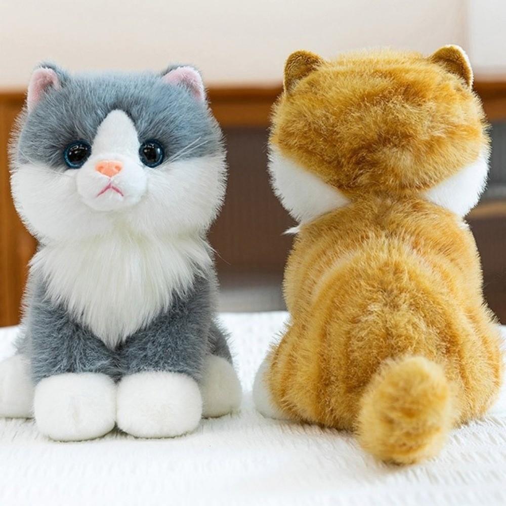 Cotton Realistic Stuffed Cat Doll Meow Sound Effect Simulated Cat Plushie  Home Decoration