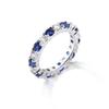[Gift from New York] Sapphire Color Full Eternity Ring for Women, Platinum Plated Sterling Silver 925, September Birthstone, Engagement Ring, Wedding