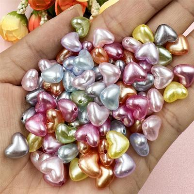 Semplici gioielli fai da te alla moda, perline sciolte, materiale creativo fatto a mano con foro, cuore di pesca, 10,1*8,8 mm, acrilico, 100 pezzi, gioielli squisiti colorati