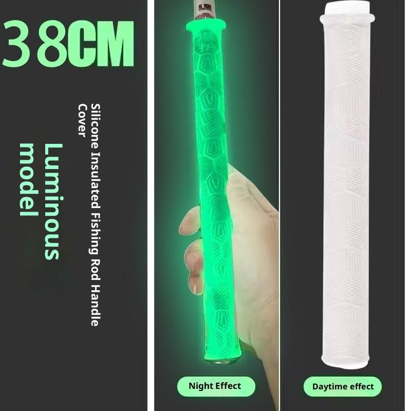 1Pc Luminous Silicone Anti Slip Fishing Rod Handle Glow Grip Cover For Night Outdoor Fishing Universal Protective Sleeve