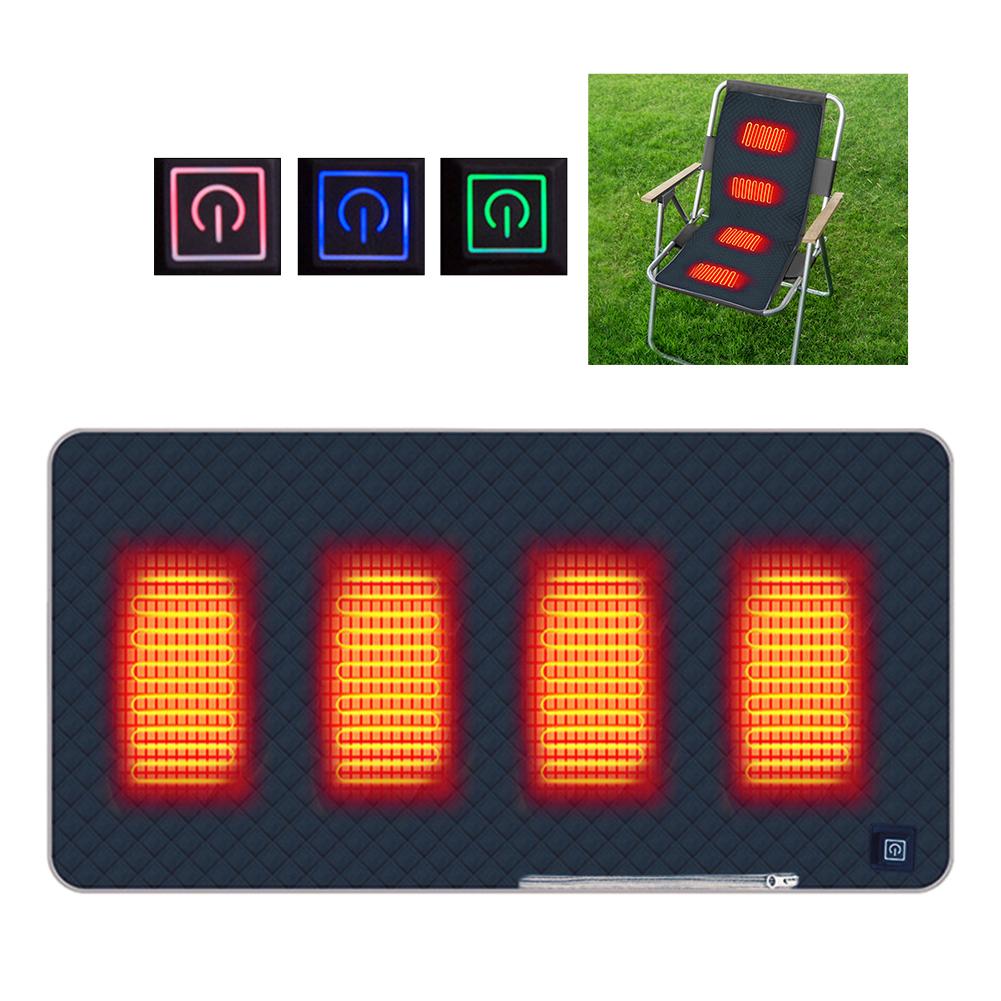 

Теплый чехол для стула Подушка для стула с подогревом Подушка для дивана с подогревом для кемпинга на открытом воздухе Контроллер температуры 3 уровня Подушка для сиденья Грелка