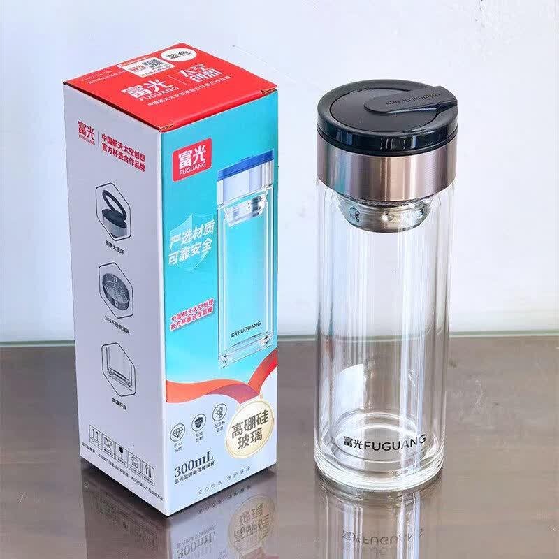 

FUGUANG Double-Layer Glass Mug with Handle and Filter