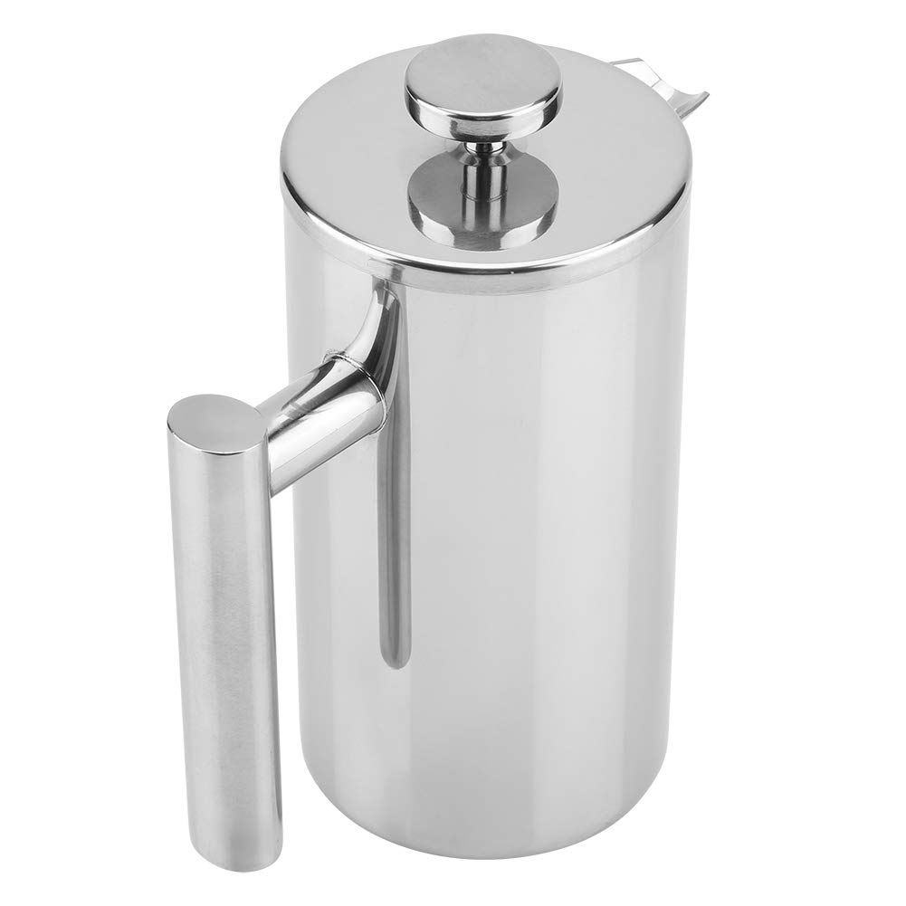 Cafetière à piston en acier inoxydable à double paroi avec filtre, théière pour la maison, le bureau ou le café (1000ML)