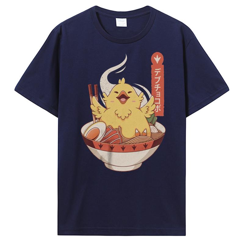 Lustiges Fettes Chocobo Ramen Final Fantasy T-Shirt Übergroß Baumwolle Kurzarm Benutzerdefiniertes T-Shirt Herren Hip Hop T-Shirt Tees Streetwear