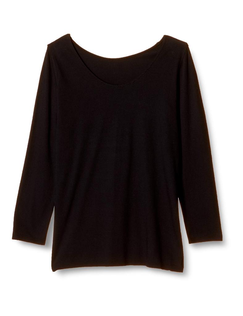 Innerwear Stretch Fabric for a Warm Sleeves and Sizes BL and LL Wing/Wacoal Women's Top, EL7757, Soft, Feel, 3/4 U-Neck, "Nobihibiko-san,"