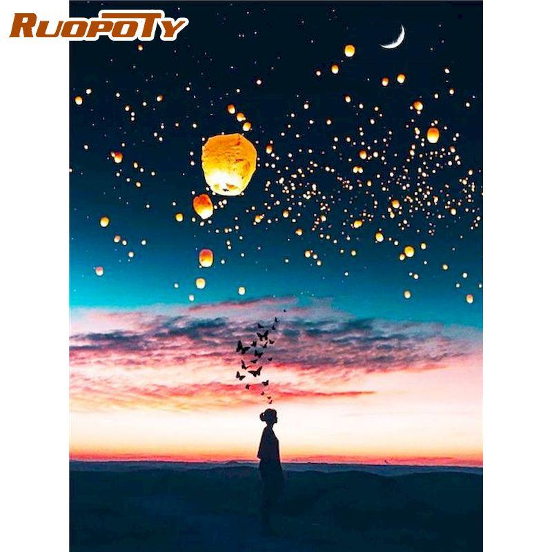 

Ruopoty Картина по номерам Наборы красок для взрослых Scanery Холст Картина Настенный декор Акриловая краска ручной работы для украшения стен 40x50 см Безрамное