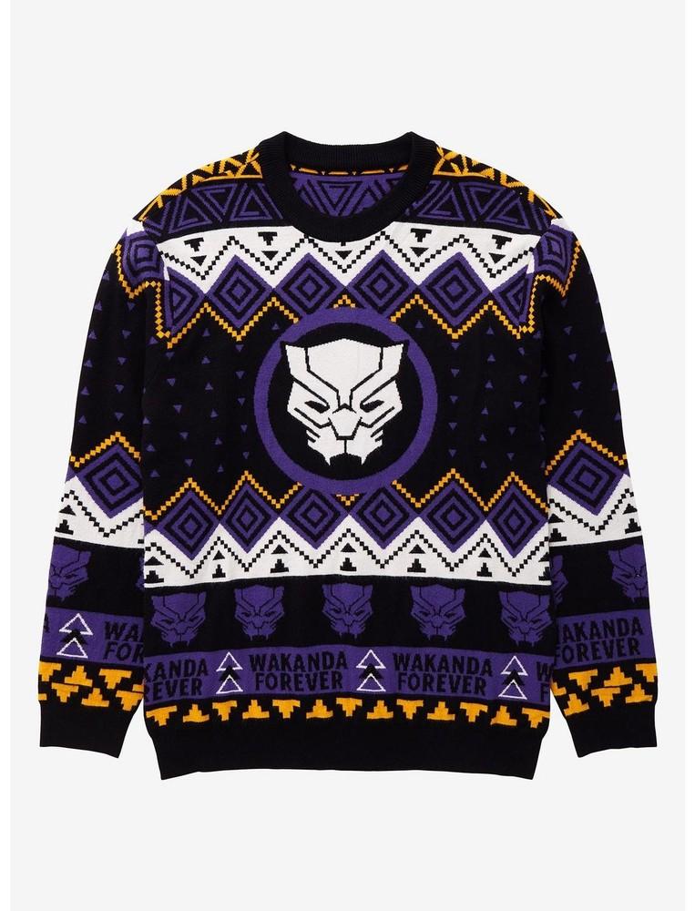 Our Universe Marvel Black Panther Wakanda Forever Holiday Sweater Unisex T-Shirt XXL