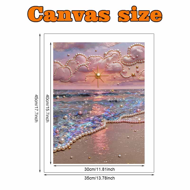 DIY Sunset Beach Pearl Diamond Art Kits Without Frame 30x40cm Gem Art Diamond Painting Kits for Adults/Beginners Gift Idea Home Wall Decor