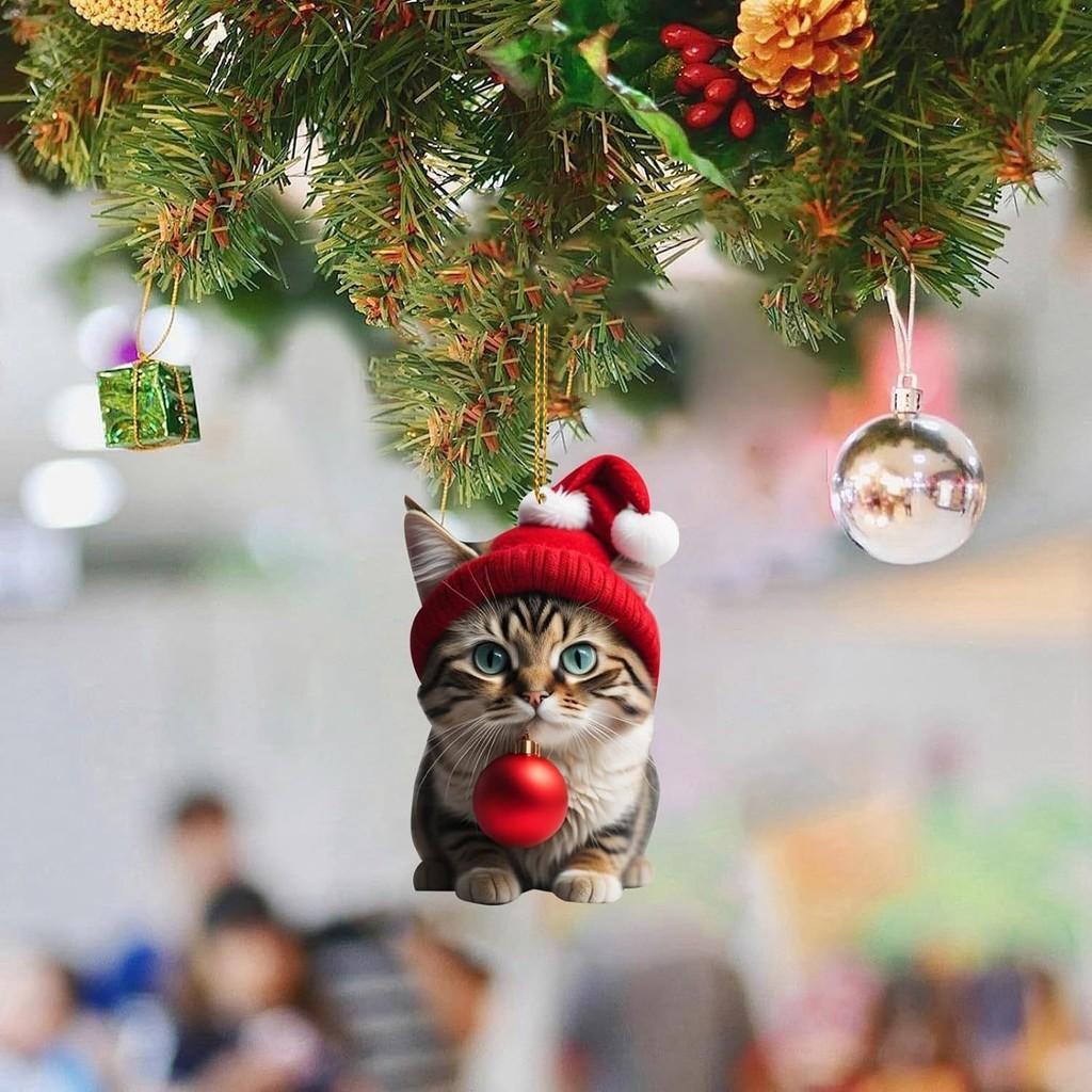 Cartoon Gift Cute With Cat Pattern Acrylic Pendant For Decoration Christmas