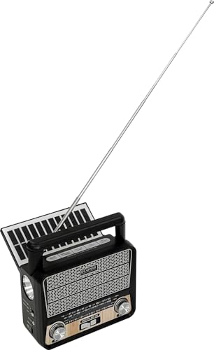 Trade One RL-70232 BK Portable Multi-Radio Player with 4-Way Power Supply, LED Light for Emergency Preparedness and Disaster Preparedness, Solar Charg