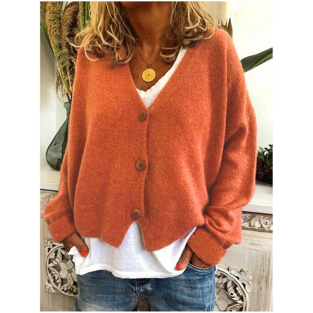 Women's Autumn Winter Loose Knitted Cardigan Sweater Casual Fashion European American Style