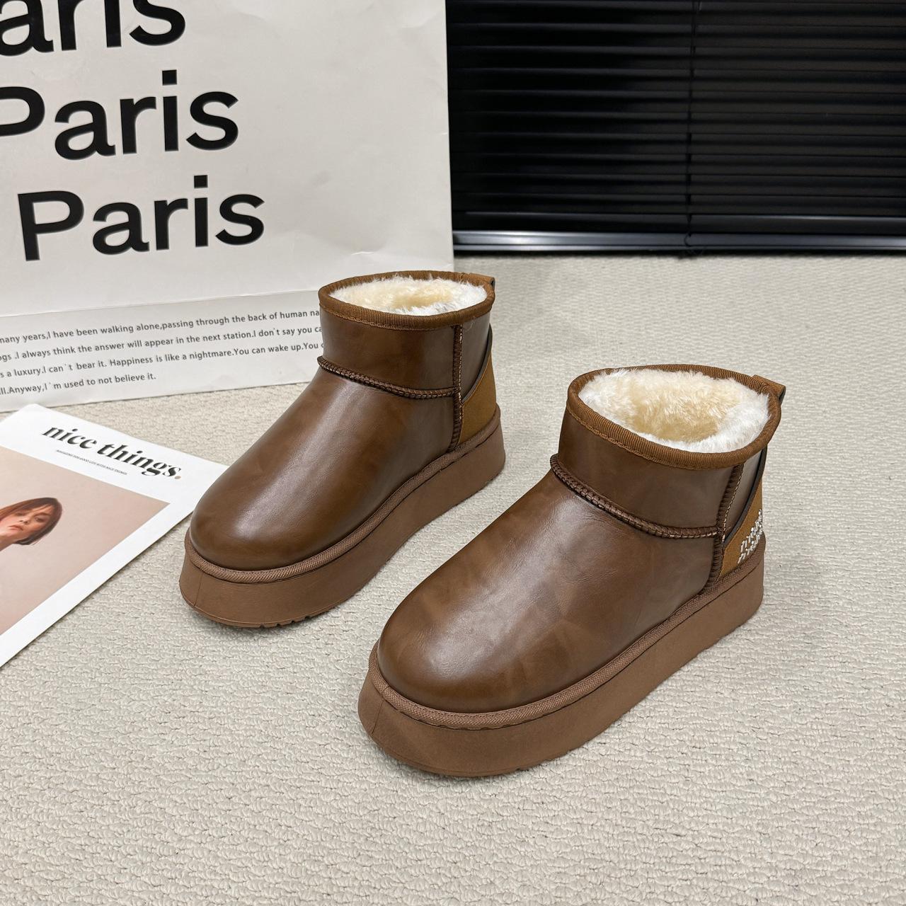 

Fashion versatile velvet thickened and heightened platform snow boots women s 2025 new winter warm snow cotton shoes 36