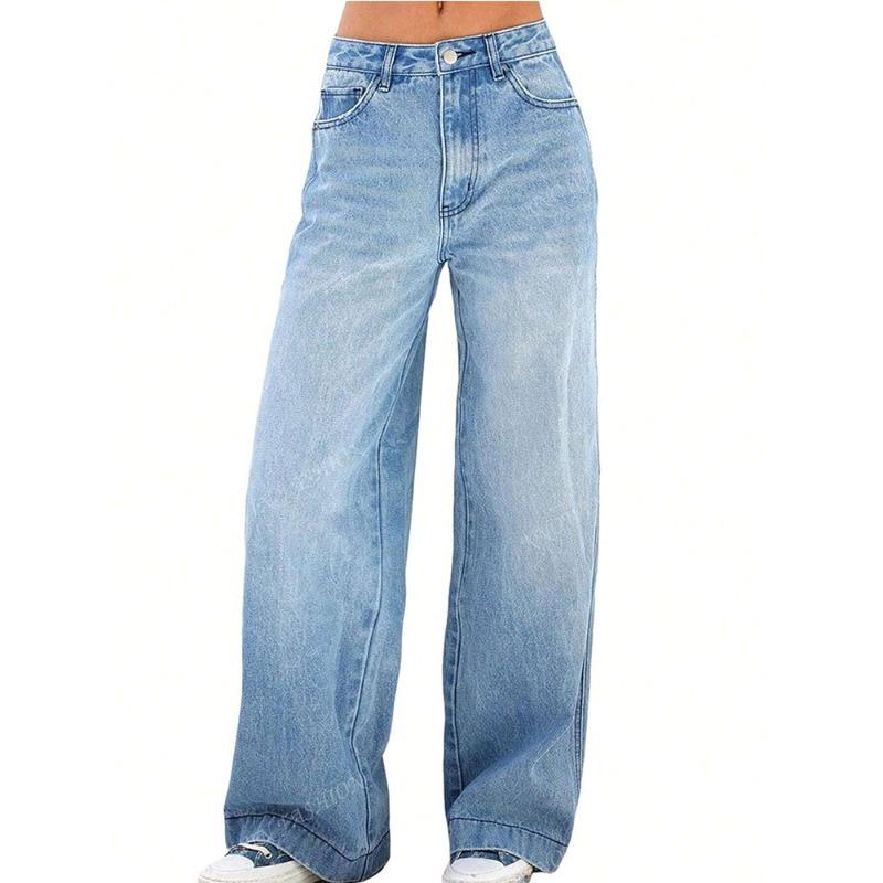 American Retro Jeans New Wide Legs Loose Straight Long Pants Tide