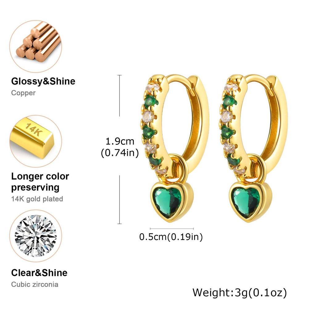 Women's Small Huggie Hoop Earrings, Heart Cubic Zirconia Dangle Earring,fashion Puncture Jewelry Ear Accessories