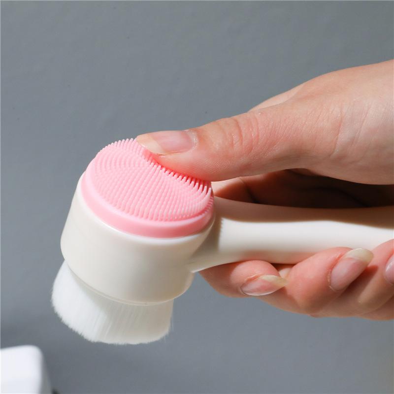 Double-sided Facial Cleansing Brush, Soft-bristled Silicone Facial Cleansing Instrument, Manual Facial Cleansing Pore Cleaner