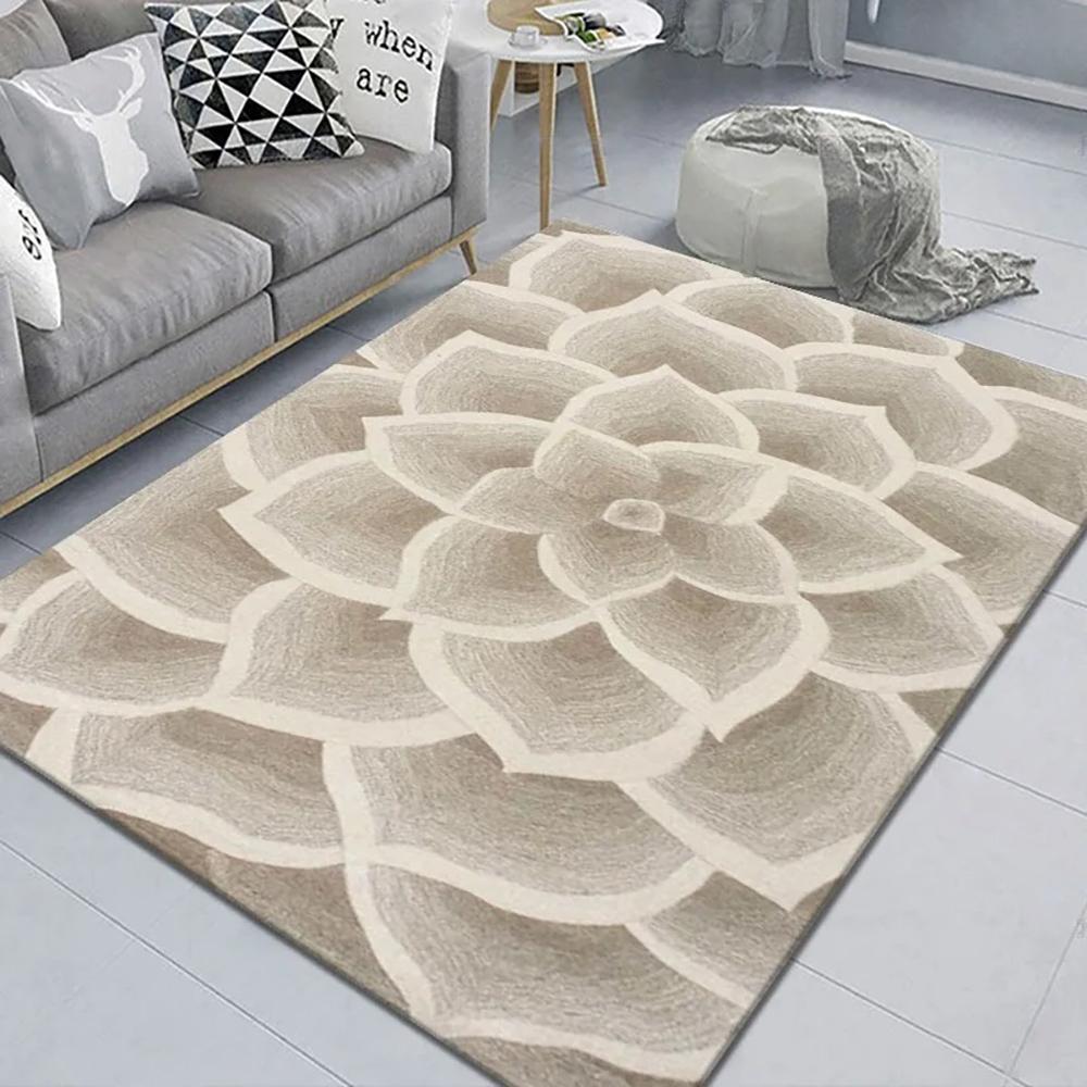 Loop-Pile Carpet Classic Scenic Flower Living Room Mat Bedroom Rug Sofa Large Rug Non-Slip Washable Home Decor