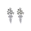 Niche Design Ear Clips, No Holes, High-end Grape Strings, Cold Wind, Super Flash Crystal Stud Earrings, Temperament Mosquito Coil Disc Earrings