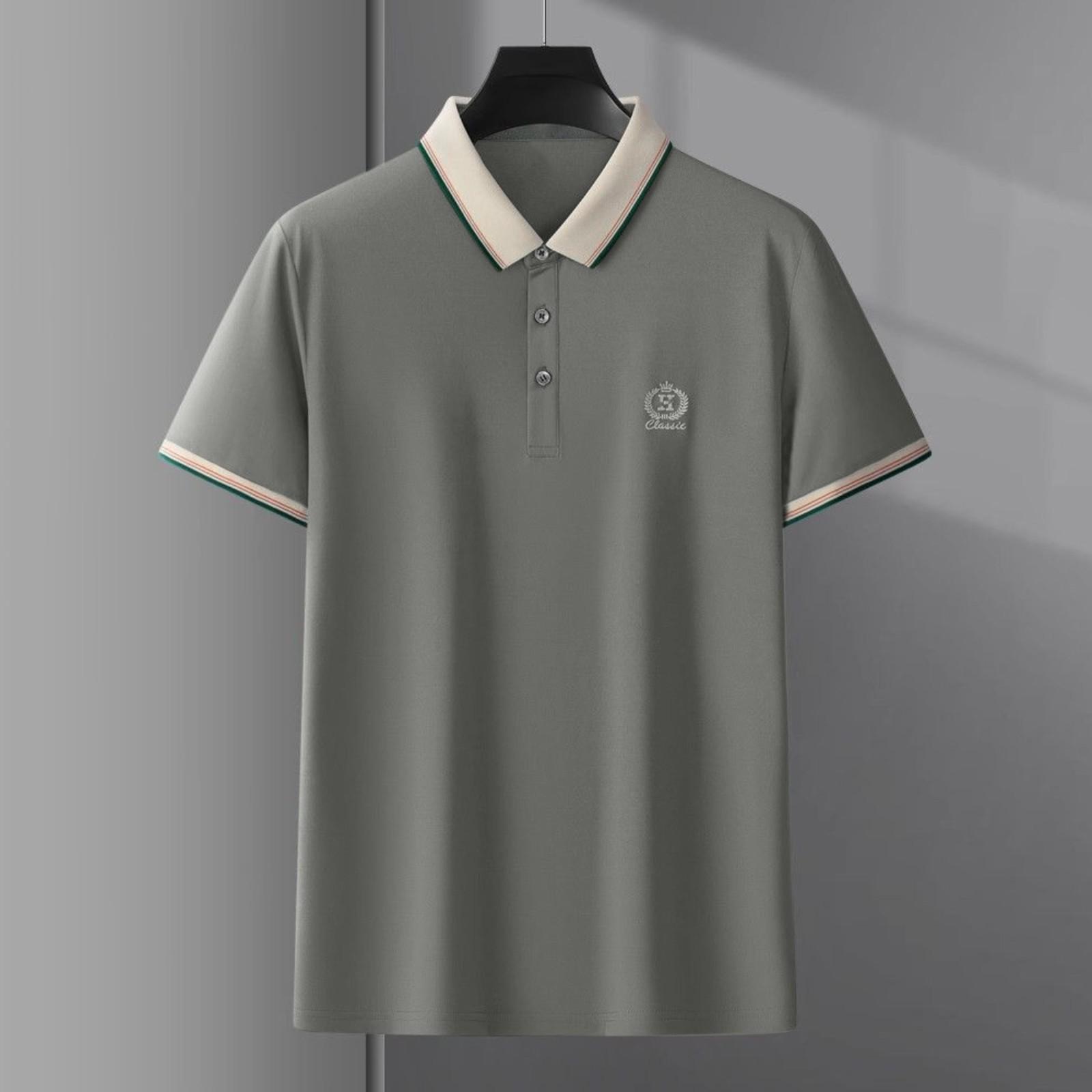 

Чоловіча пуловер-сорочка з коротким рукавом, повсякденна сорочка з лацканами XXL