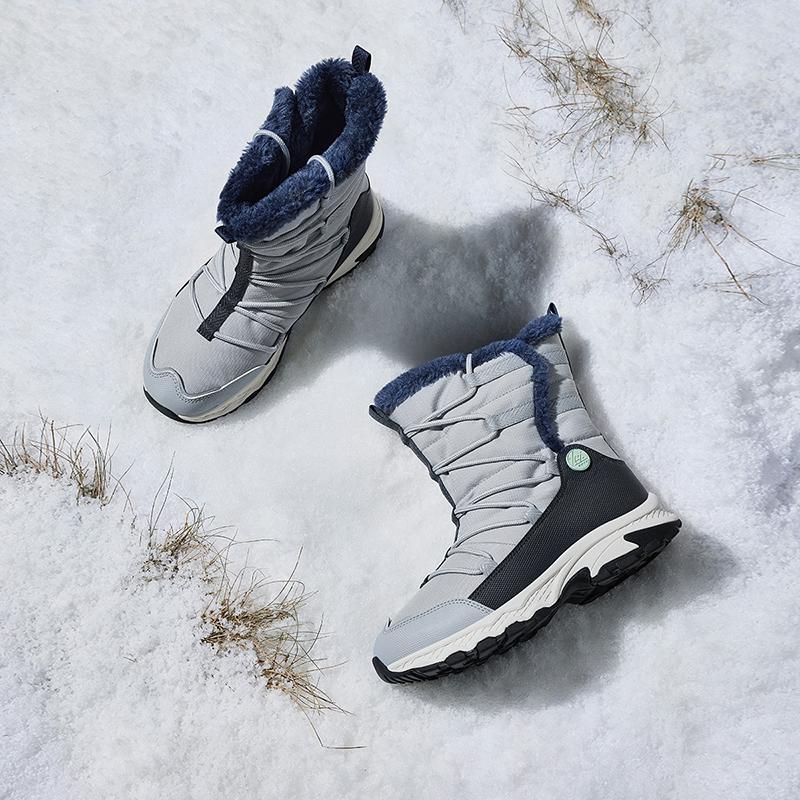 Anta Kids Trendy Fashion Thickened Warm High-Top Boots Kids boots Fog-Gray New-Ink-Blue A12446923-3