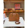 Mini Bowling Goat Grain Cowhide Leather Shoulder Bag