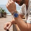 BUREI Japanese Date Blue Stainless Silver Wristwatch Men's Watch, Quartz, Waterproof, Display, Steel, Simple, Stylish, Business,