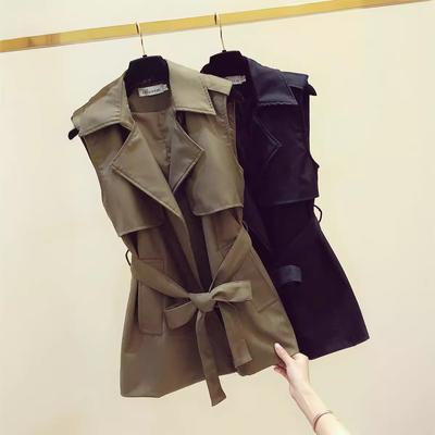 Casaco trench coat feminino primavera e outono novo terno sem mangas colete colete terno externo colete jaqueta feminina