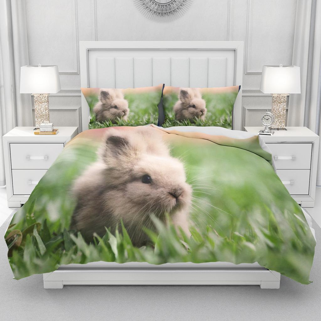 Rabbit Cute Duvet Cover Home Pillowcase Set Adult Bedroom Children Comforter Bedding