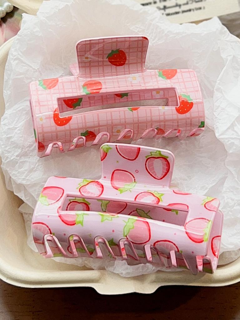 2Pcs Fruit Pattern Fun Hair Claw Clip,Summer Cute Fruit Hair Clip Jewelry for Women/Girls,Large Hair Claw Clip for Women