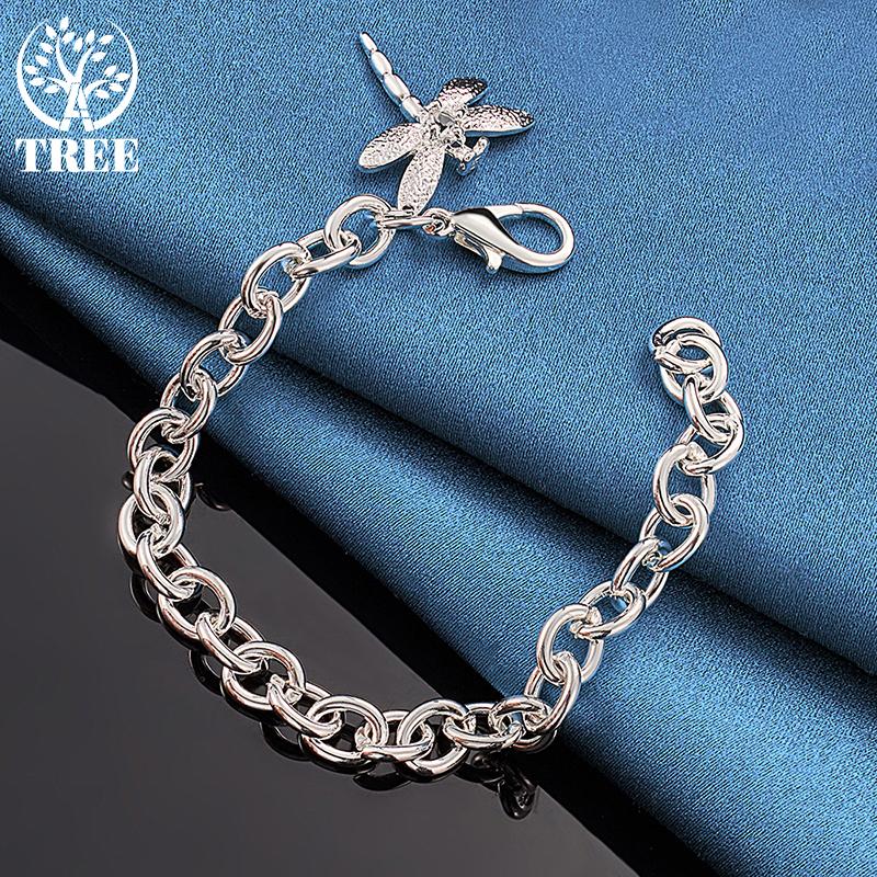 925 Sterling Silver AAA Zirkonový náramek s přívěskem Dragonfly