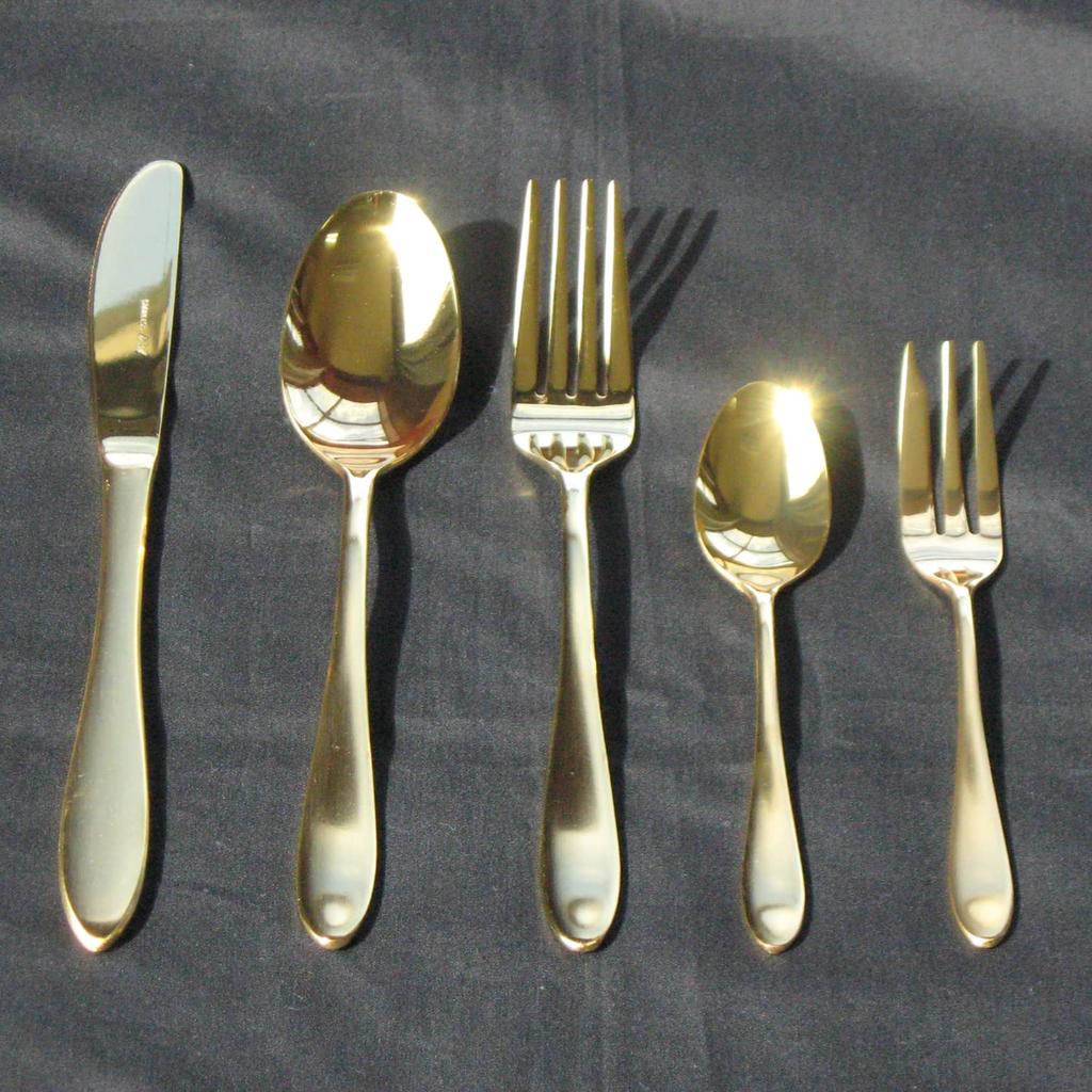 Nagao Dinner Cutlery 10 Stainless Made in Japan Tsubame-Sanjo Set, Pieces, Gold, 18-0 Steel,