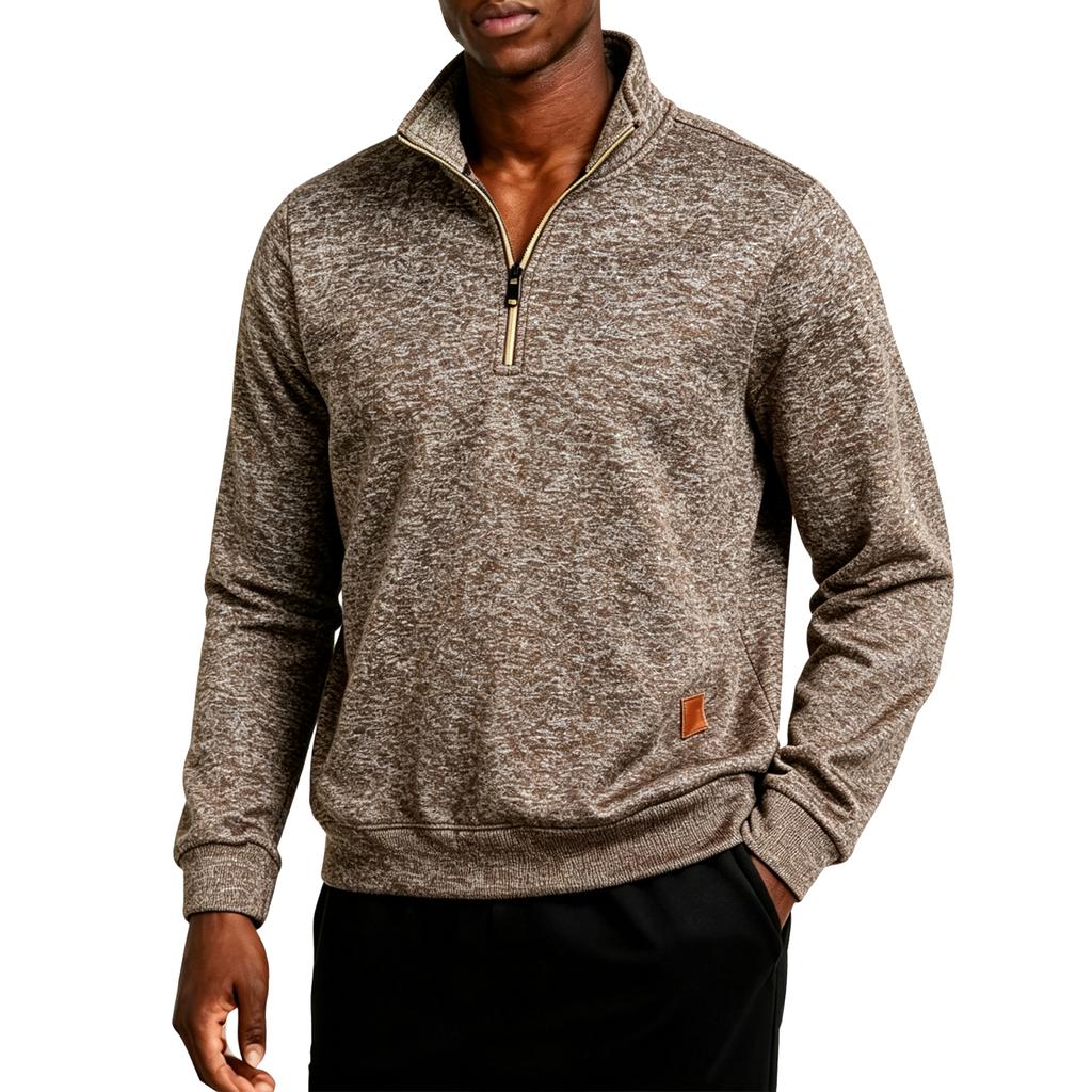 Men's Knit Pullover with Stand Collar and Light for Casual Wear