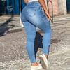 Damen Jeans mit hoher Taille und gewaschener Optik, modische, vielseitige Hose mit geradem Bein