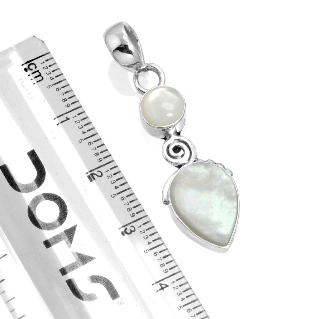925 Sterling Silver Pendant Women Gemstone Handmade Jewelry New Year Gift Blue Green Purple Copper Turquoise Pearl Lapis Mother Of Pearl Boho