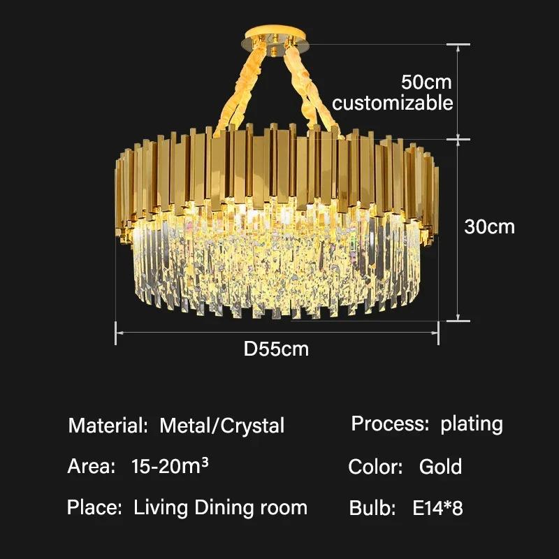 Modern living room luxury gold LED crystal chandelier villa home home decoration indoor ceiling chandelier lighting fixtures