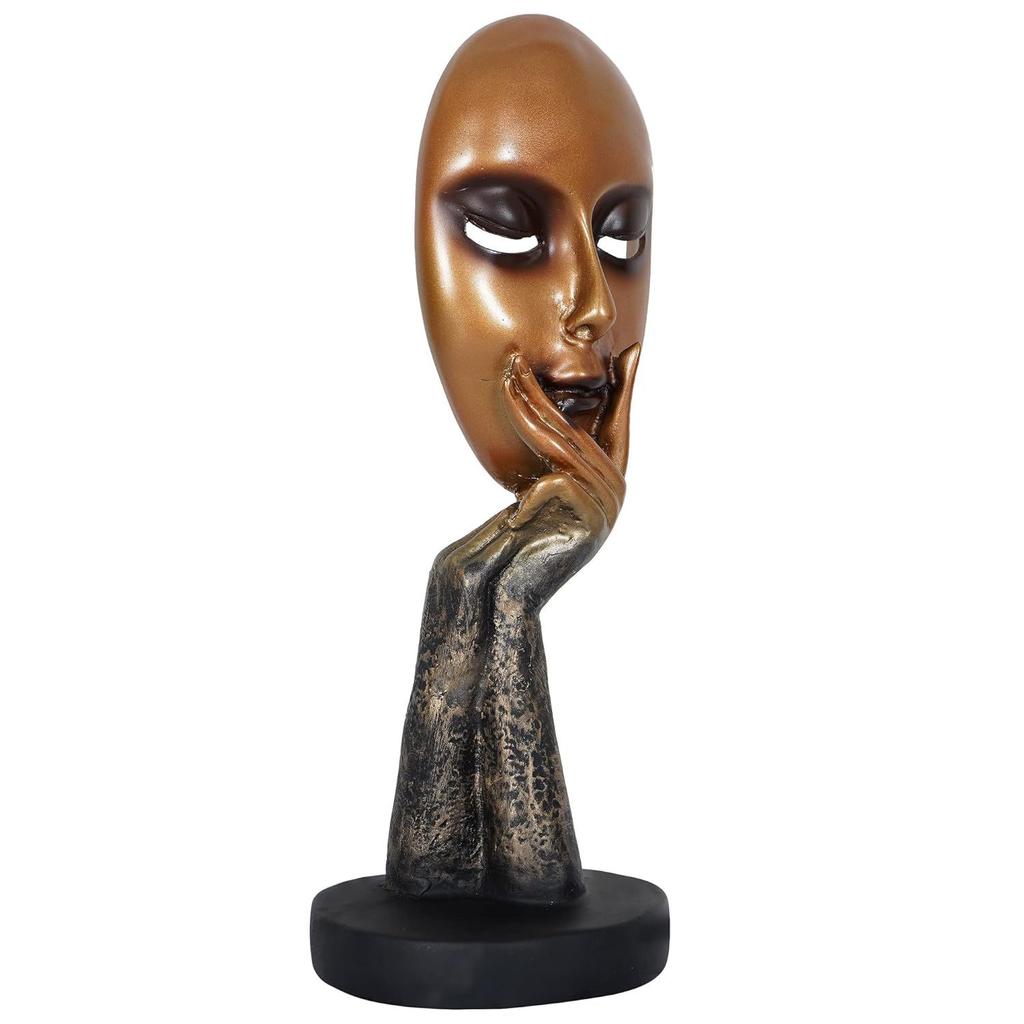 Resin Human Lady Face Showpiece, Medium, 1 Piece, Golden