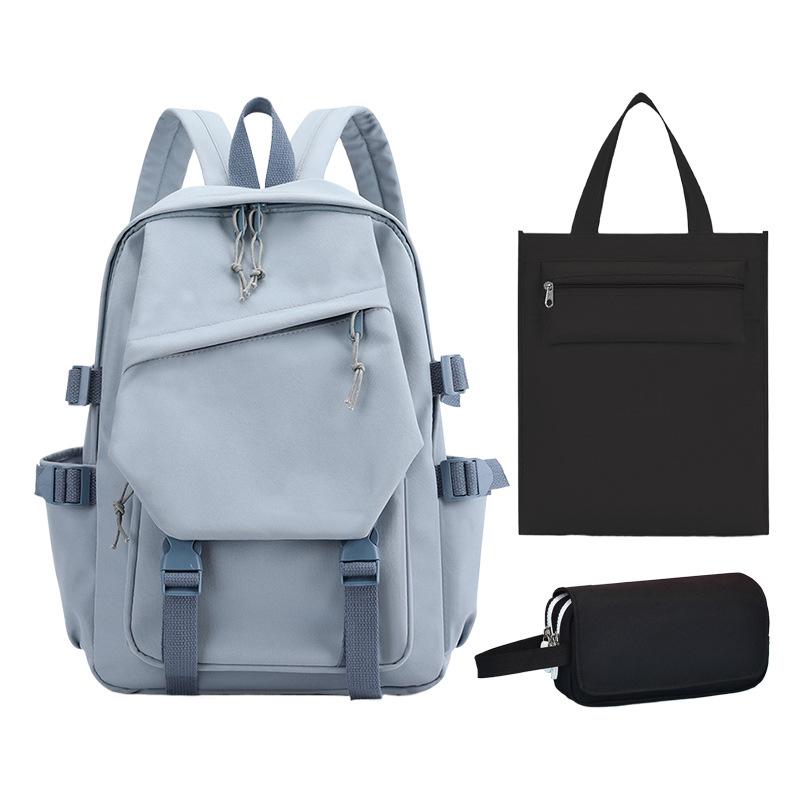 School Bag, Primary School Student Pencil Case, Zipper Tutoring Bag, Three-piece Set, Large Capacity.