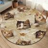 Funny Cats Round Area Rug,Carpet Rug for Living Room Bedroom Sofa Playroom Decor,Non-slip Floor Mat