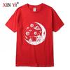 XIN YI Herren T-Shirt Hohe Qualität 100% Baumwolle Lustiger Astronaut Mond Barbecue Druck Lässig Locker Cool Herren O-Ausschnitt T-Shirt Tee Tops