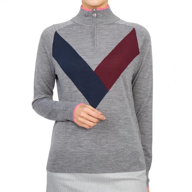 Galleria G Fore Pore Golfwear Women S Half Zip Up Knit G4lf22S06a hGr