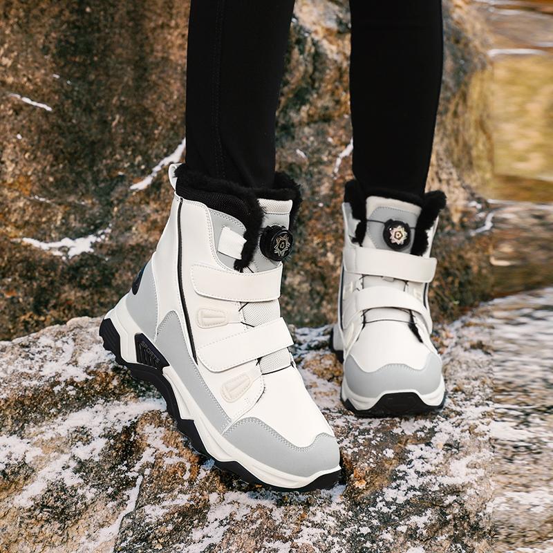 Plüsch Damen High-Top Stiefel Winter Schneestiefel Warme Baumwollschuhe Rutschfeste Outdoor Sneaker zum Gehen Wandern