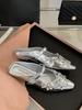 Fashion Butterfly-Knot Shoes Woman 2025 Glitter Slides Cover Toe Female Slippers Jelly Silver New Summer Butterfly-knot Mary Janes